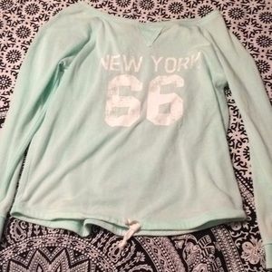 LIKE NEW mint fleece off the shoulder sweatshirt